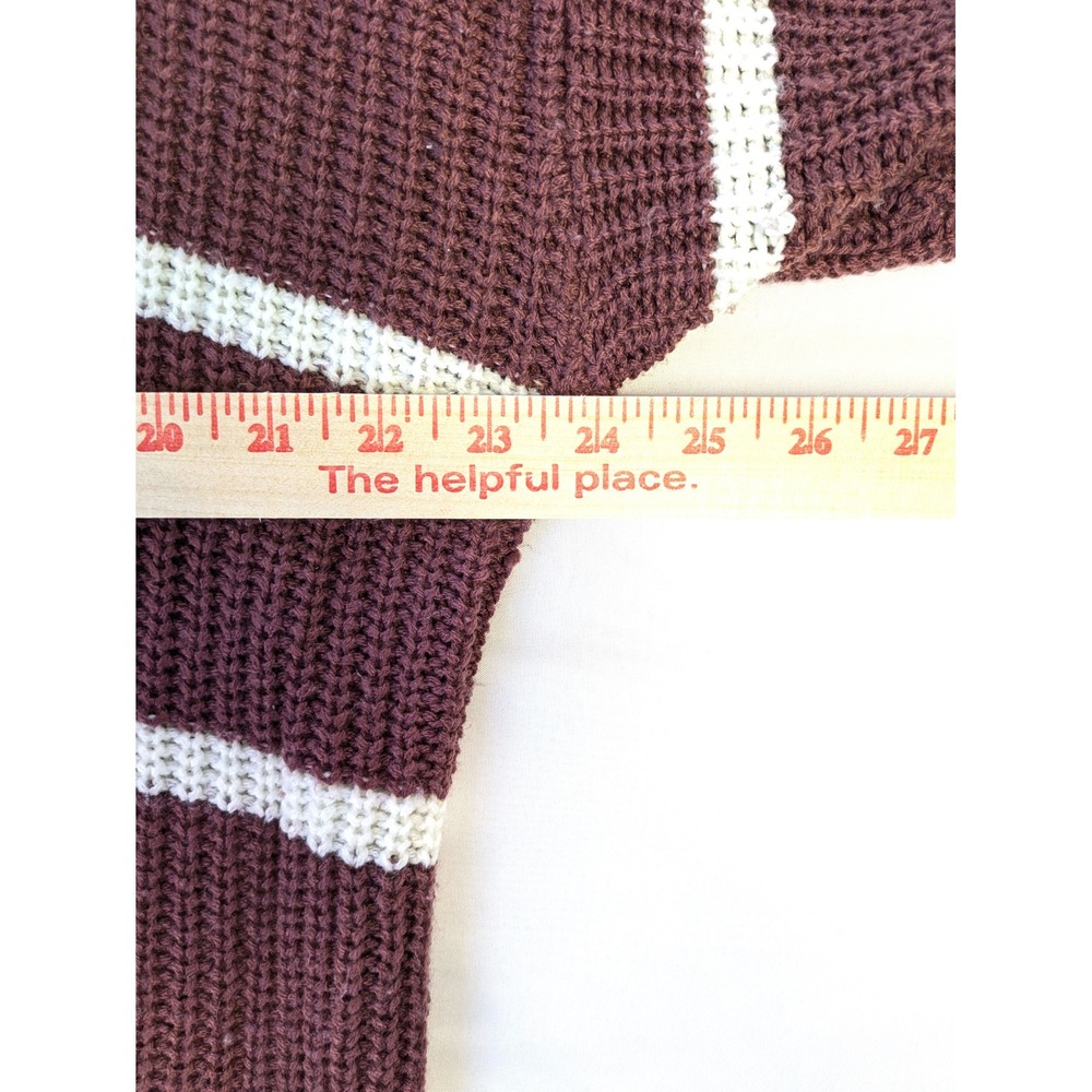 Love Change Striped Burgundy Sweater - Women's 3X - Italy V-Neck BackButton Knit - Picture 4 of 6
